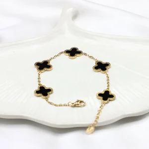 clower Gold black clover charm bracelet stainless steel women jewelry
