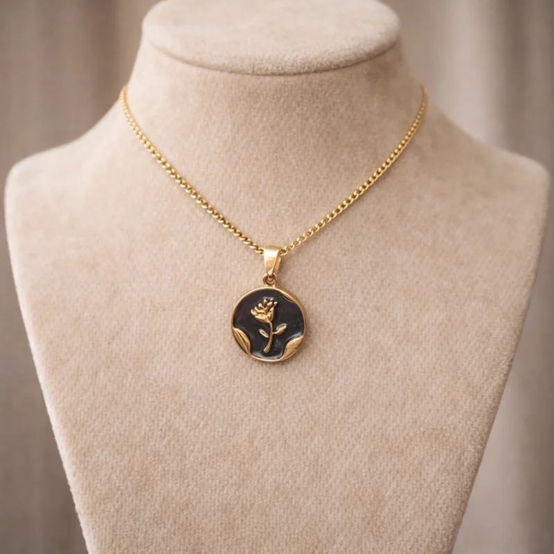 Gold Rose Pendant Necklace – Premium Stainless Steel | Zbish