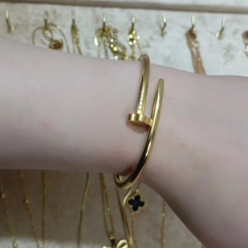 Nail Bangle Bracelet – Minimal Stainless Steel Cuff for Daily Wear