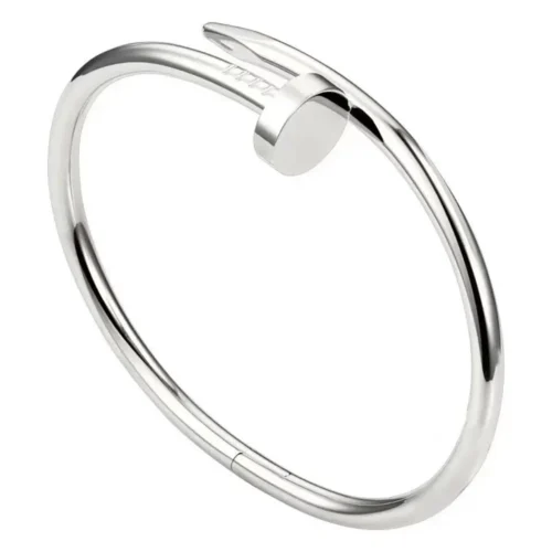 Silver nail bangle bracelet made of stainless steel for daily wear