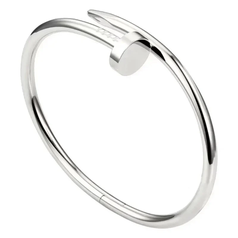 Silver nail bangle bracelet made of stainless steel for daily wear