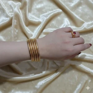 springle Gold Coil Bangle Set | Stainless Steel Stackable Daily Wear Bracelets