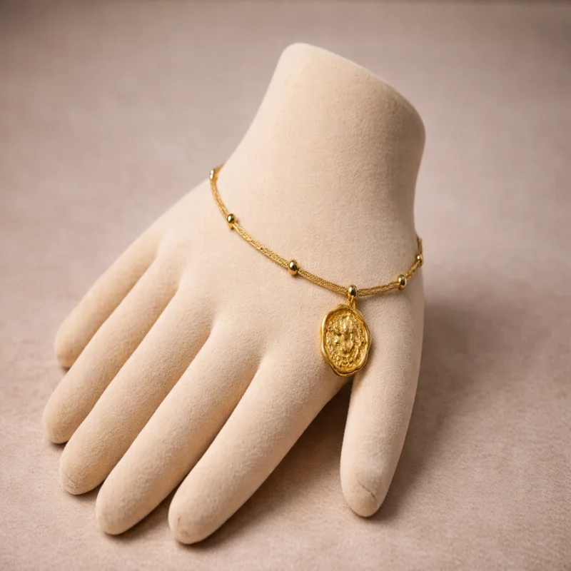 Elegant Gold Coin Charm Bracelet – Minimal Adjustable Chain Bracelet | Zbish Jewels