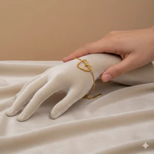 b8 Elegant Double Heart Gold Bracelet – Minimal Adjustable Chain Bracelet | Zbish Jewels