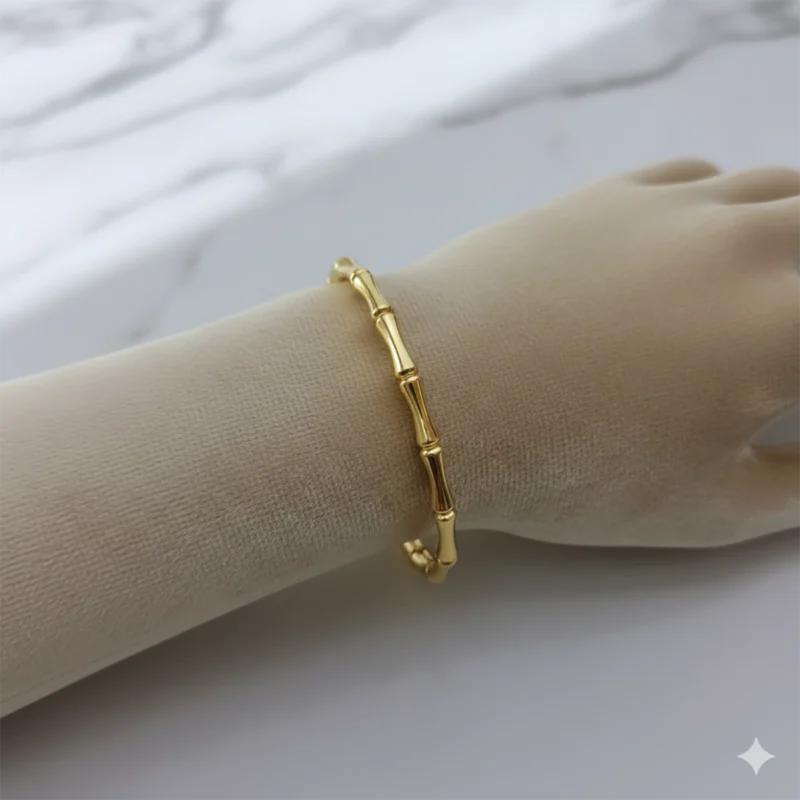 Cartier Bamboo Hand Cuff Gold Bracelet on Wrist – Zbish Jewels