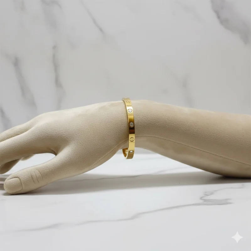 Cartier Hand Cuff Gold Crystal Bangle by Zbish Jewels