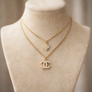 Zbish Jewels double layer gold clover pendant necklace for women