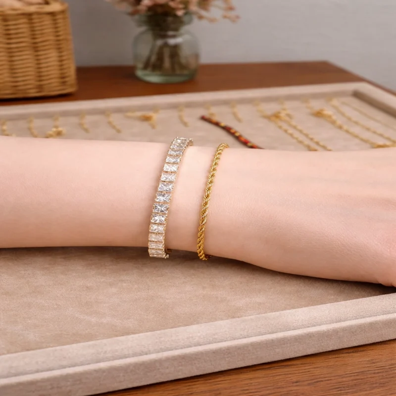 deal11 Ramzan Special Deal – 2 Bracelets Set (Crystal Tennis + Gold Chain)