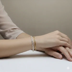 deal2 Ramzan Special 2-Bracelet Combo – Crystal Tennis & Gold Chain Set