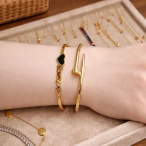 deal4 Ramzan Special Love Bracelet Combo – 2 Piece Gold Cuff Set