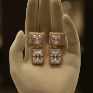 Heart and Emerald Cut Crystal Drop Earrings – Zbish Jewels