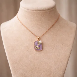 purple floral purple foloral necklace