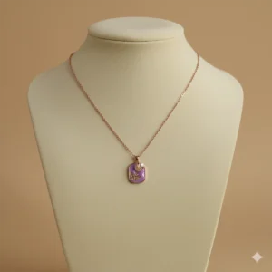 purple floral1 Purple Floral Pendant Necklace – Elegant Gold Tone Jewelry