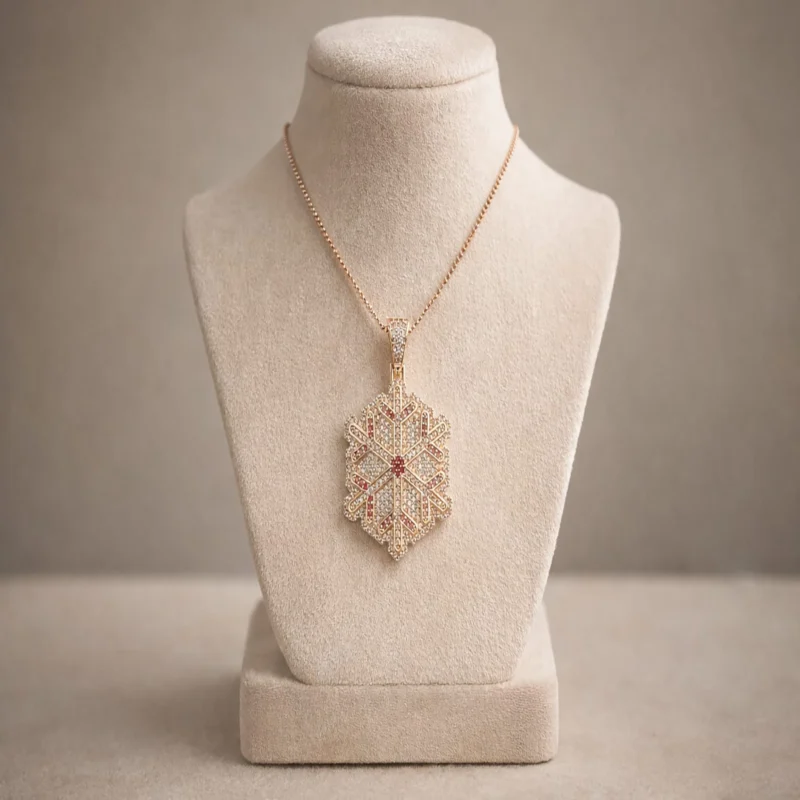 Elegant Rose Gold Snowflake Crystal Pendant Necklace – Zircon Stone Necklace | Zbish Jewels