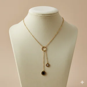 Roman Numeral Drop Circle Pendant Necklace – Gold Stainless Steel