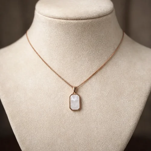 Zbish Jewels elegant white stone gold pendant necklace for women – stainless steel jewelry