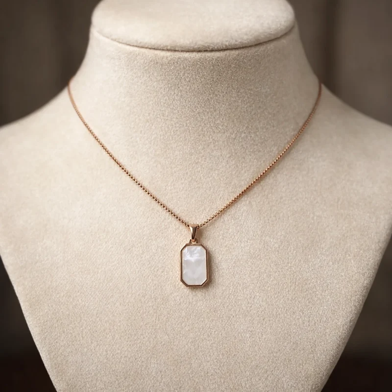 white stone n Zbish Jewels elegant white stone gold pendant necklace for women – stainless steel jewelry