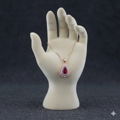 legant Ruby Drop Crystal Pendant Necklace – Rose Gold Zircon Necklace | Zbish Jewels