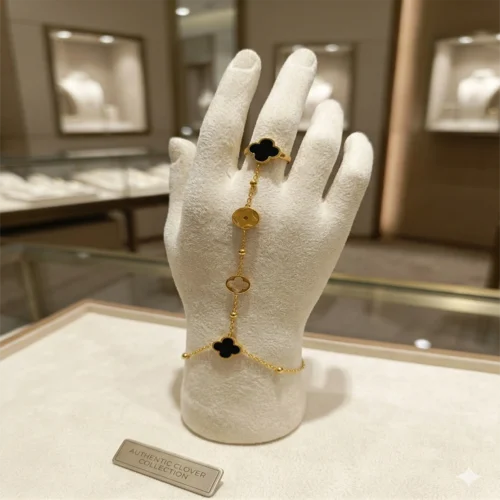 Clover Luxe Hand Chain Bracelet Ring