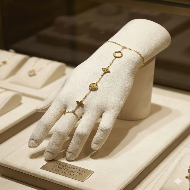 Celestia Gold Hand Chain Bracelet Ring – Zbish Jewels