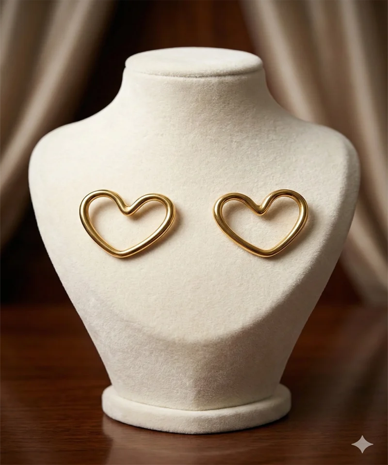 Amora Open Heart Gold Earrings – Zbish Jewels