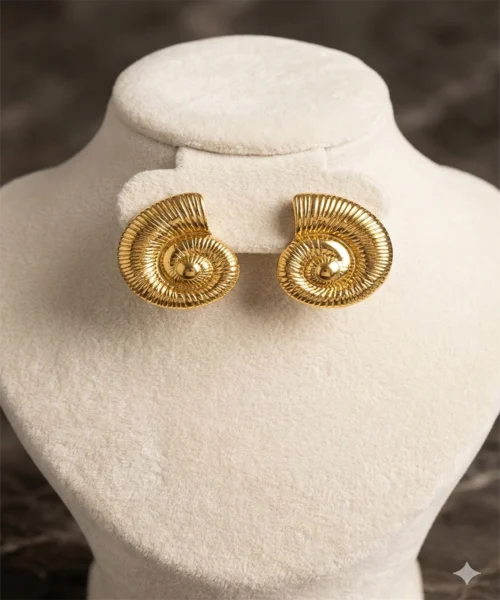 Aurelia Spiral Gold Stud Earrings – Zbish Jewels