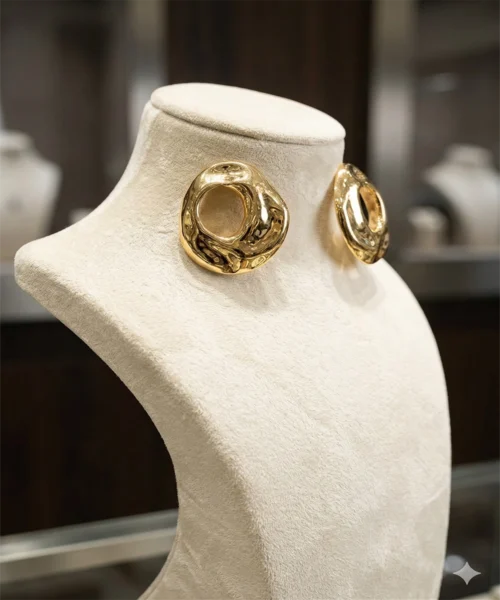 Molten Aura Gold Statement Stud Earrings