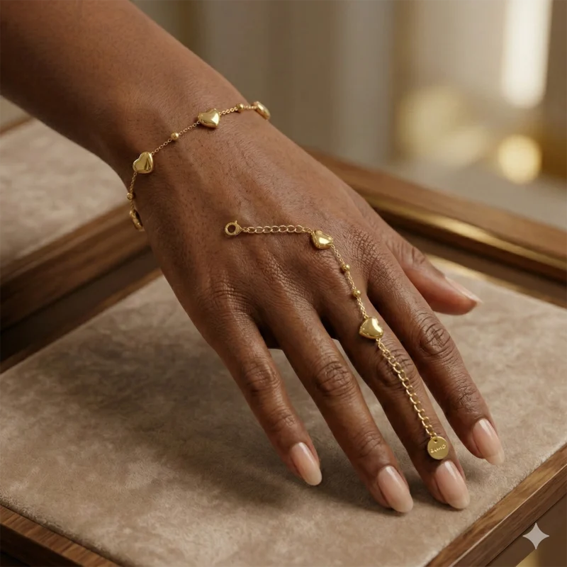 heart1 Gold Heart Charm Bracelet for Women – Stainless Steel Adjustable Bracelet | Zbish Jewels