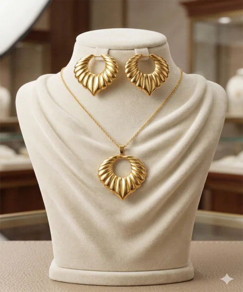 owl-005 Regalia Sculpted Gold Jewellery Set – Zbish Jewels