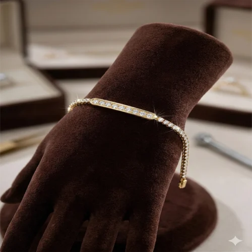 zarcon Gold Crystal Bar Bracelet for Women – Stainless Steel Adjustable Bracelet | Zbish Jewels